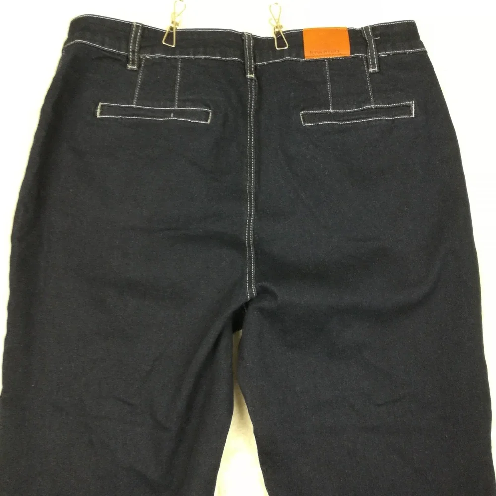 Luvamia Womens Jeans Cropped Blue Denim Dark Wash High Rise XL New